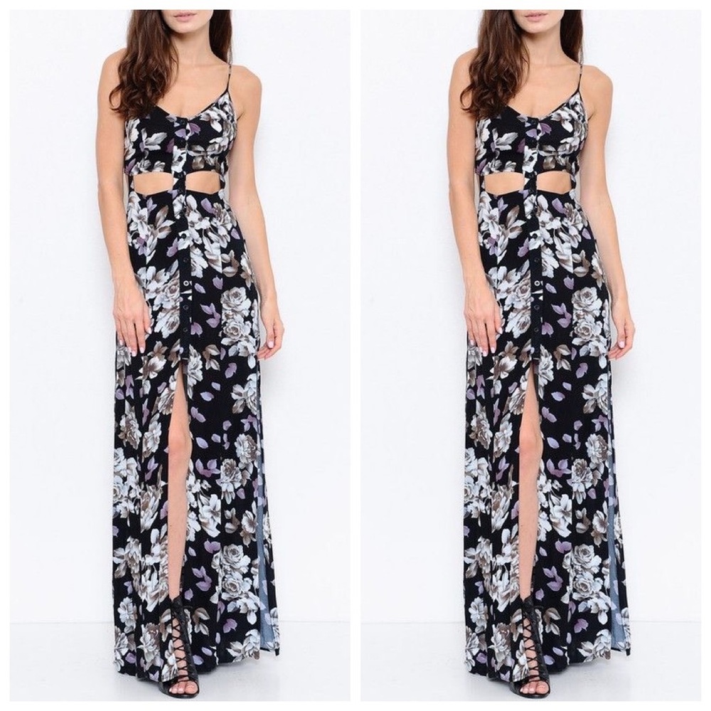 New | Floral Double Slit Maxi Dress